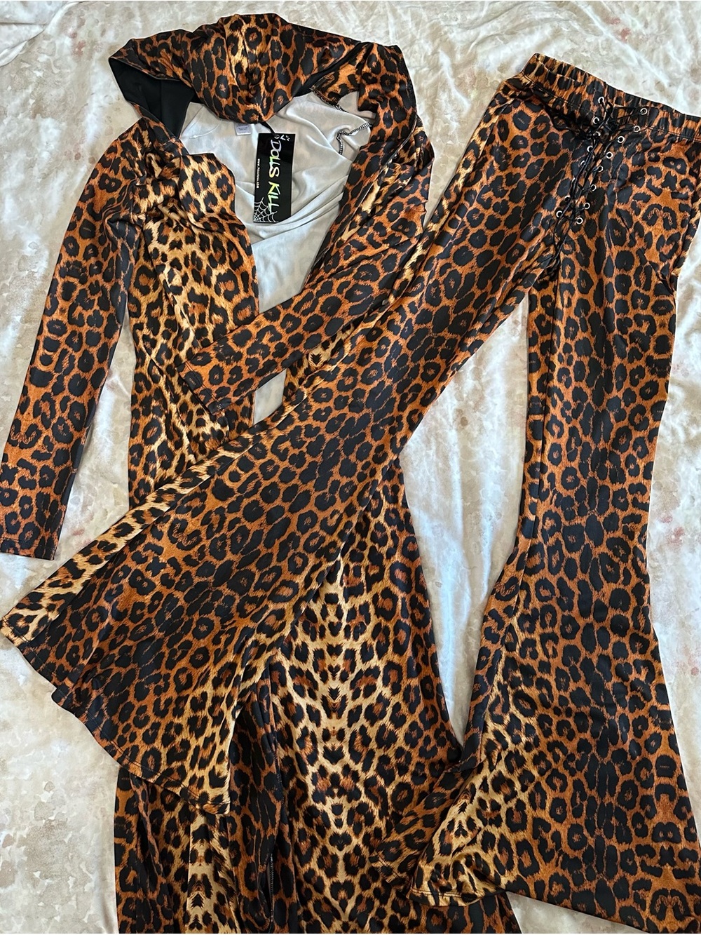 Dolls Kill Leopard Print Two-Piece Set in Brown and Black
